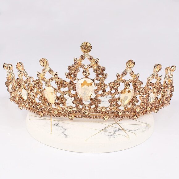 Gold Crown for Women Baroque Queen Crown and Tiara for Girls Crystal Headband